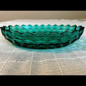 Vintage Green Indiana Glass Oval Bowl by Colony